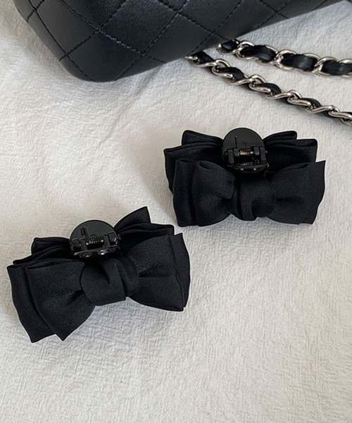 【SAINT LAURENT】カサンドレ ヘアクリップ 2個セット ヘアクリップ サテン ミニリボンクリップ 2個セット : ZOZOTOWN