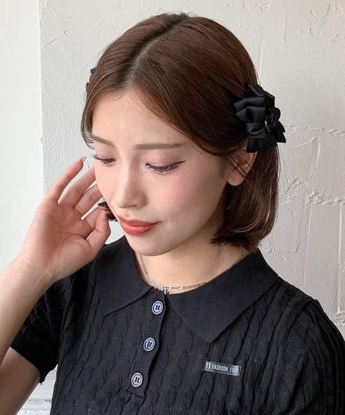 ヘアクリップ 「お気に入り9000人突破！」「2個セット」サテン ミニ