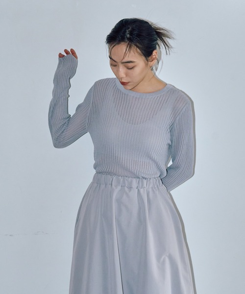 LIENCOEUR ニット セーター ストライプシアーロンT レディース