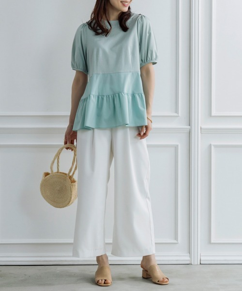 Pitchan♡♡　SONOソーノ　ハイブリッドレディフレアプルオーバー Sono tシャツ 「SONO/ソーノ」ペプラムフレアハイブリットプル