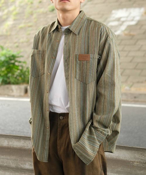 古着 レトロ シャツ 総柄 柄シャツ ガラシャツ 長袖 セール】【BENDER TOKYO】レトロ 総柄プリント レギュラーカラー