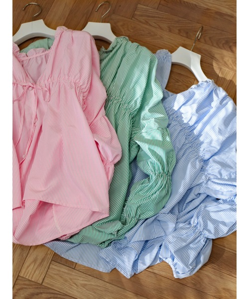 Katrin TOKYO ブラウス シャツ stripe triple shirring blouse