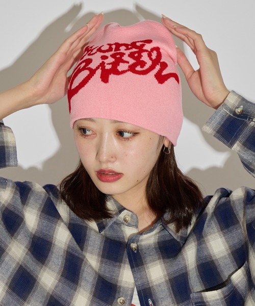 ROOP TOKYO ニット帽 ニットキャップ ロゴビーニー レディース