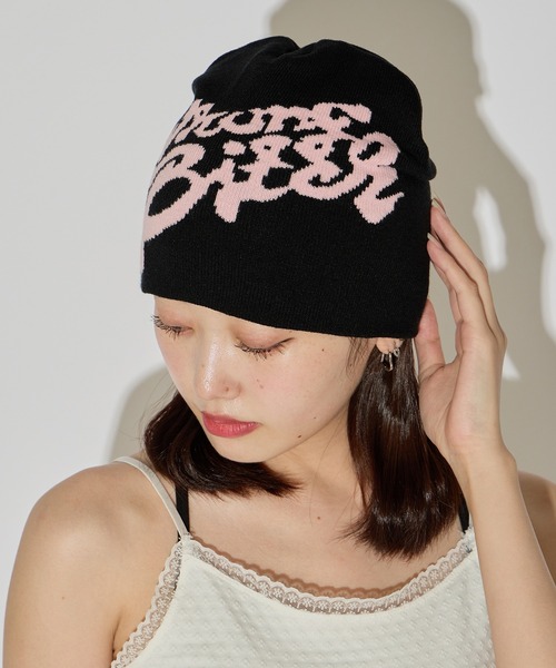 ROOP TOKYO ニット帽 ニットキャップ ロゴビーニー レディース