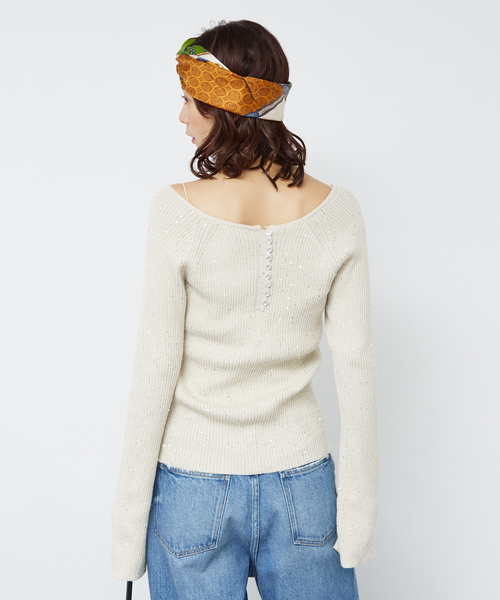 ニット セーター 2WAYスパンコールラメリブニット レディース Rouge vif ニット セーター 2WAYスパンコールラメリブニット