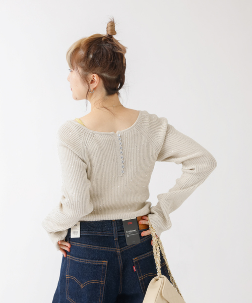 ニット セーター 2WAYスパンコールラメリブニット レディース Rouge vif ニット セーター 2WAYスパンコールラメリブニット