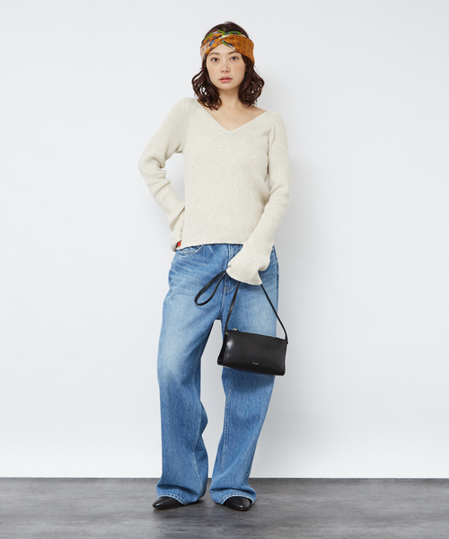 ニット セーター 2WAYスパンコールラメリブニット レディース Rouge vif ニット セーター 2WAYスパンコールラメリブニット