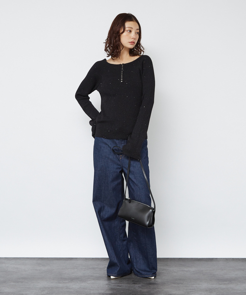 Rouge vif ニット セーター 2WAYスパンコールラメリブニット