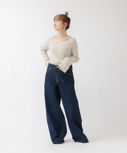 ニット セーター 2WAYスパンコールラメリブニット レディース Rouge vif ニット セーター 2WAYスパンコールラメリブニット