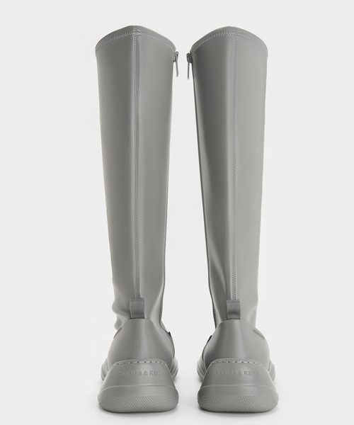 charles&keith ロングブーツ CHARLES & KEITH サイドジップ ロングライディングブーツ