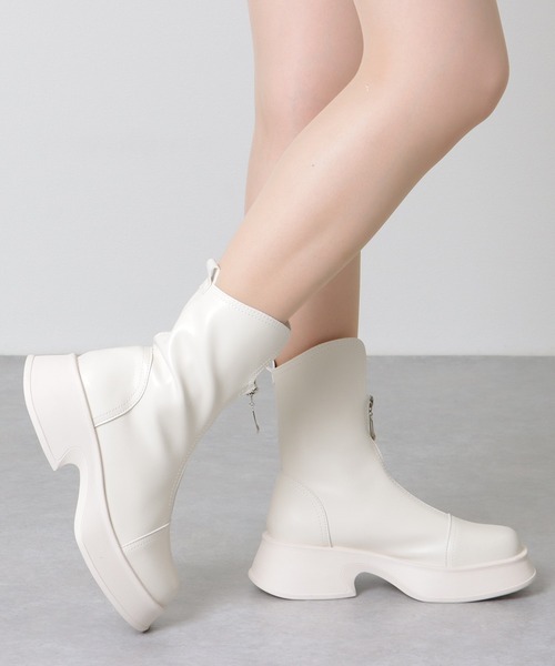 Lace Ladies（レースレディース） ブーツ レザー調 フロント ジップ