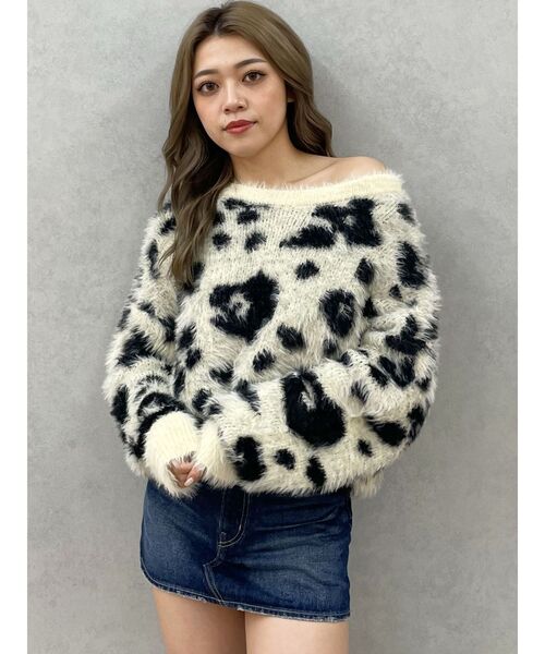 GYDA ニット セーター レオパードショートシャギーニット