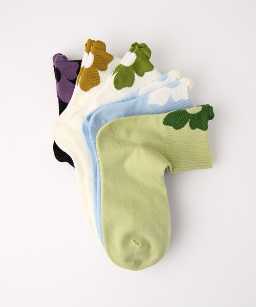 mosox 靴下 「mosox」バックフラワーデザインソックス5足セット