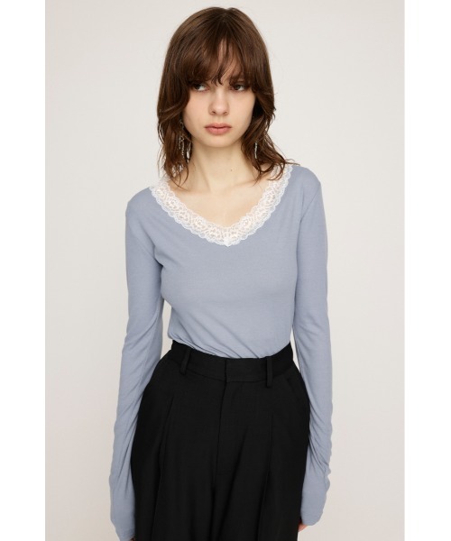 トップス Yilon LACE DOCKING TEE SLY tシャツ LACE DOCKING V/N TOPS レース ドッキン