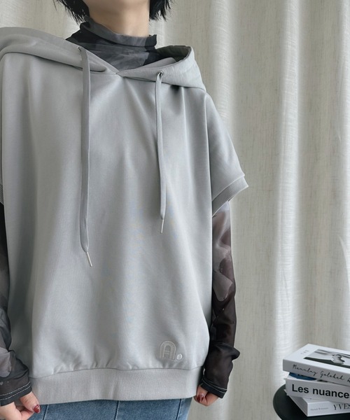 パーカー -original-ユニセックス刺繍A文字パーカー レディース