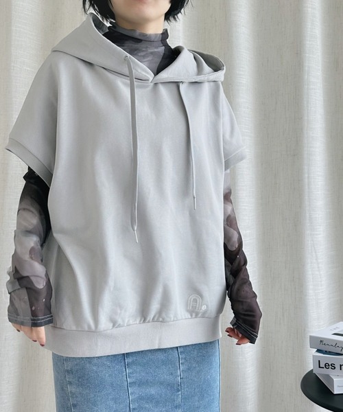 パーカー -original-ユニセックス刺繍A文字パーカー レディース