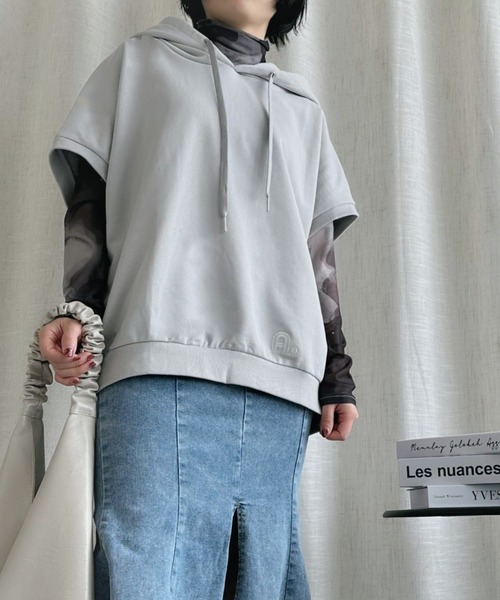 パーカー -original-ユニセックス刺繍A文字パーカー レディース