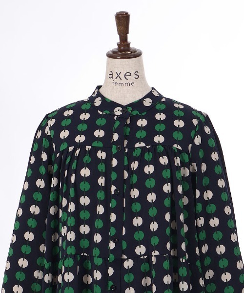 axes femme 長袖　柄　ロングワンピース　ブラック　サイズ　M axes femme ワンピース 長袖柄ワンピース : ZOZOTOWN Yahoo!店