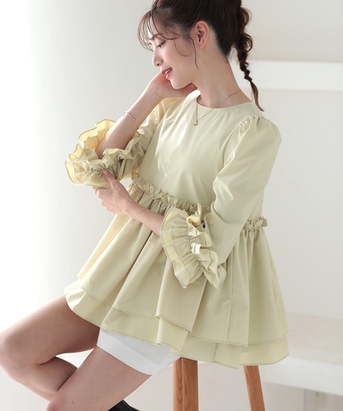 MERAKI（ファッション） ブラウス シャツ 袖フリルトップス