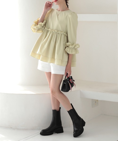 MERAKI（ファッション） ブラウス シャツ 袖フリルトップス
