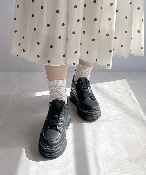 Noubel Voug Relax スニーカー 厚底 ラインストーン レース