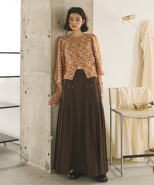 loin nuit スカート west slit pleats skirt/ウエストスリット