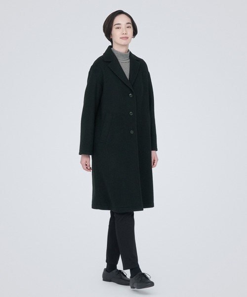 ✨定価70,000円 ほぼ未使用 ✨ ノット チェスターコート ブラック 黒色 callautia ダブルボタンロングチェスターコート[品番：AMTW0012629