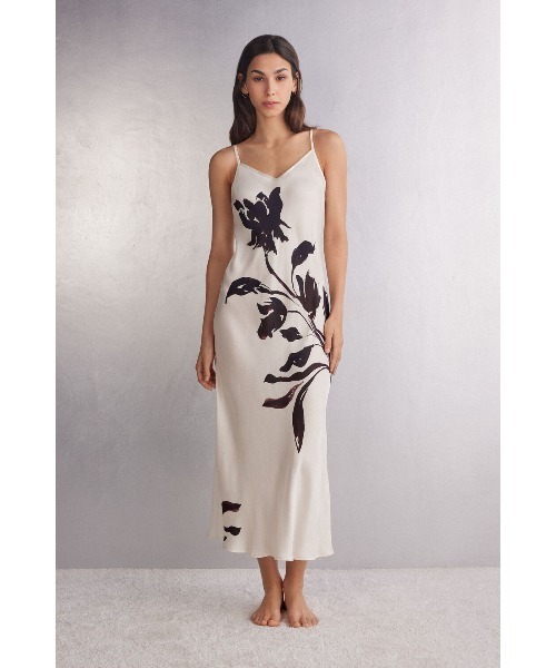 ロングスリップ M Imaginary Journey intimissimi Imaginary Journey Long Silk and Lace Slip | Intimissimi