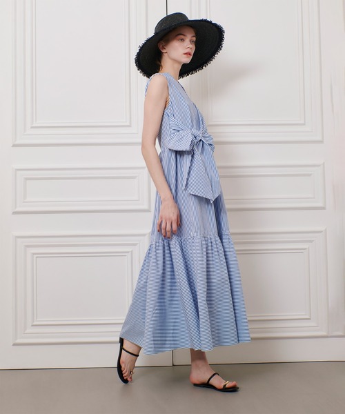 LOULOU WILLOUGHBY ストライプノースリーブワンピース LOULOU WILLOUGHBY ワンピース 「LOULOU WILLOUGHBY」ストライプ