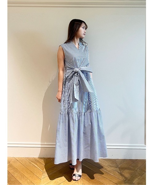 LOULOU WILLOUGHBY ストライプノースリーブワンピース LOULOU WILLOUGHBY ワンピース 「LOULOU WILLOUGHBY」ストライプ