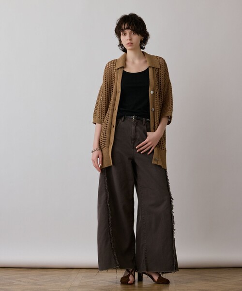 GRACE CONTINENTAL カーディガン メッシュスキッパーニット