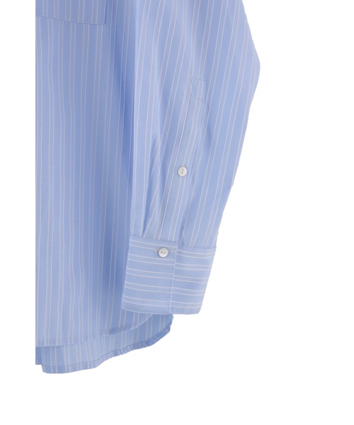 ブラウス シャツ LONDON STRIPED SHIRT レディース フロントタック ストライプブラウス 長袖 レディース(M ブルー