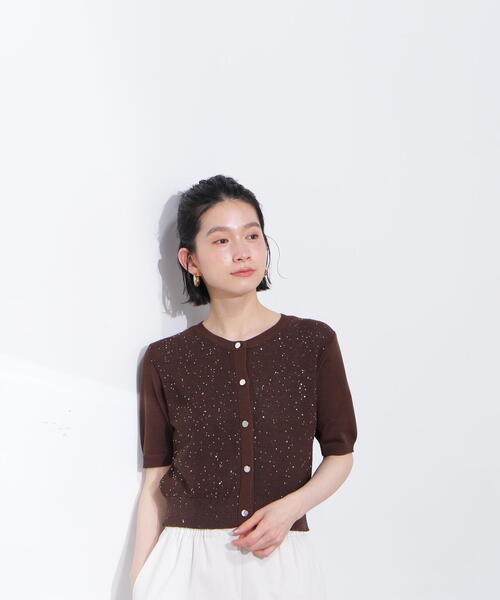 【オンラインショップ】 Beauty N.Natural Basic スパンコールショート カーディガン トップス