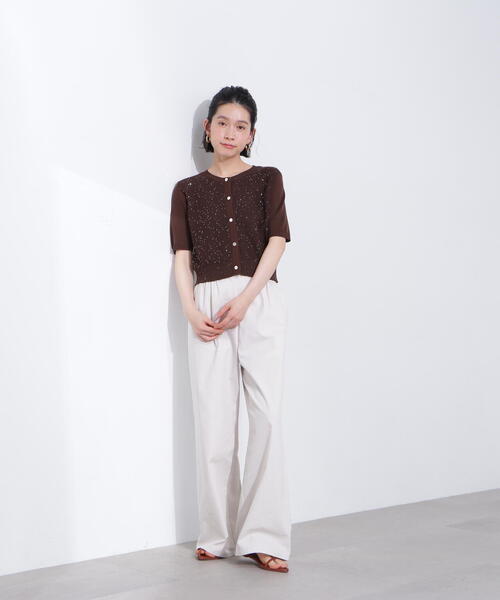 カーディガン スパンコールショートカーディガン レディース N.Natural Beauty Basic カーディガン スパンコールショート