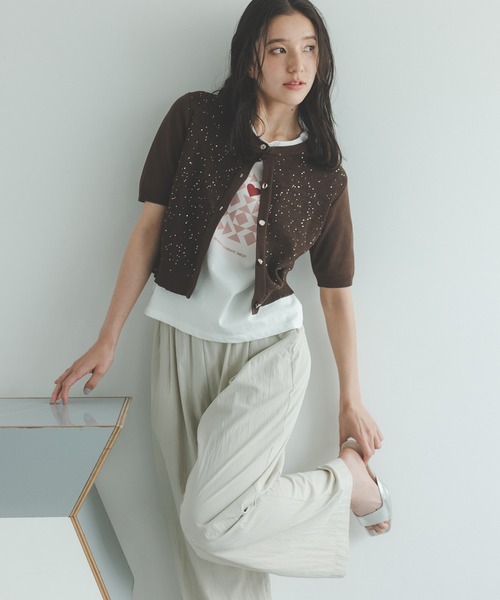 N.Natural Beauty Basic カーディガン スパンコールショート