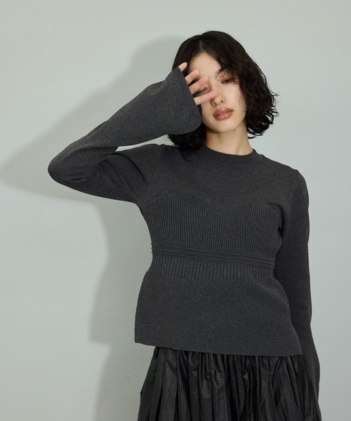 「ADAM ET ROPE'」 長袖ニット FREE チャコールグレー レディース