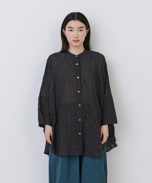 【定価1.8万】コンジェペイエアデュートリステス *ボリュームスリーブブラウス*長袖リネン麻ベージュ薄手(4-2506-56)【02G52】【22G52】 コンジェペイエアデュートリステス ボリュームスリーブブラウス