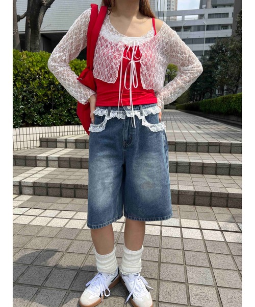WC パンツ レースデザインハーフパンツ レディース : ZOZOTOWN