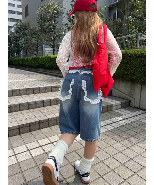 lace half pants レース vintage like lace pants / black[FREE or LONG] | wee9s