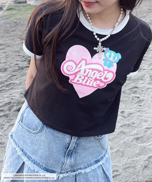 Angel Blue 半袖Tシャツ ANGEL BLUE】別注 エンジェルブルー グラフィック刺繍 オーバー