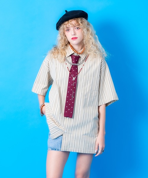 シャツ 半袖 a.p.o.v. レトロストライプシャツ メンズ レディース