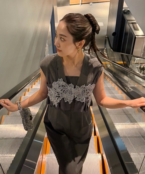 スーツ・フォーマル・ドレス pinstripe sleeveless bustier dress ANDRESD ドレス pinstripe sleeveless bustier dress / ピン