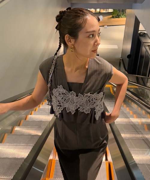 ANDRESD ドレス pinstripe sleeveless bustier dress / ピン