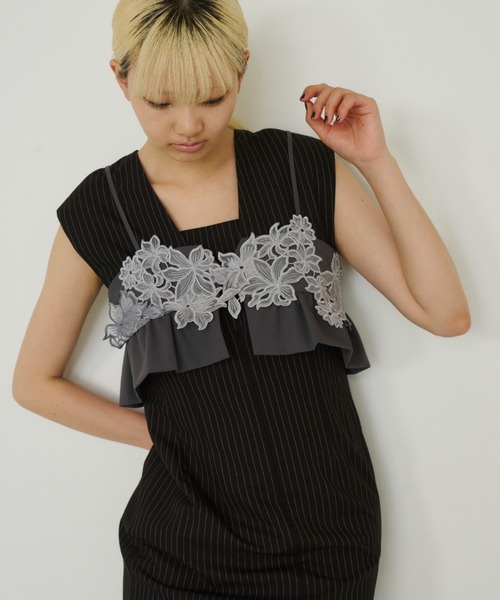 ANDRESD ドレス pinstripe sleeveless bustier dress / ピン