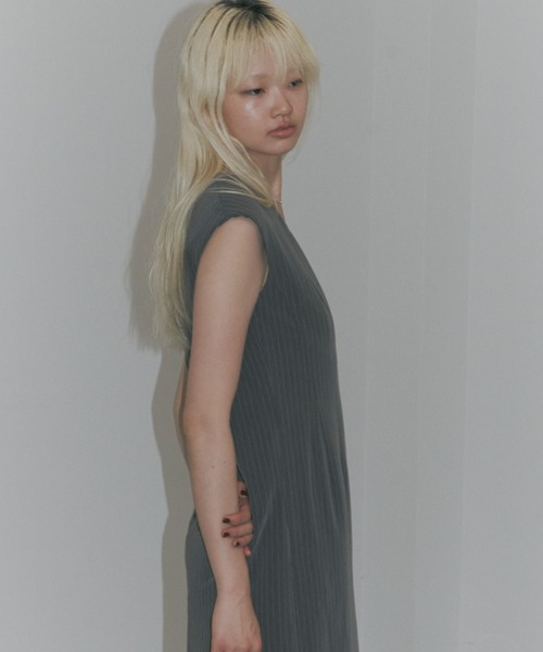 ANDRESD ドレス pinstripe sleeveless bustier dress / ピン