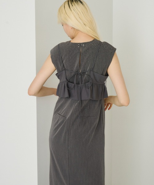 ANDRESD ドレス pinstripe sleeveless bustier dress / ピン