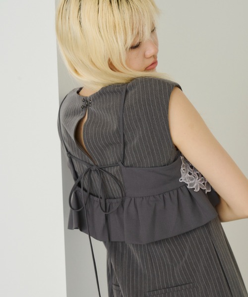 スーツ・フォーマル・ドレス pinstripe sleeveless bustier dress ANDRESD ドレス pinstripe sleeveless bustier dress / ピン