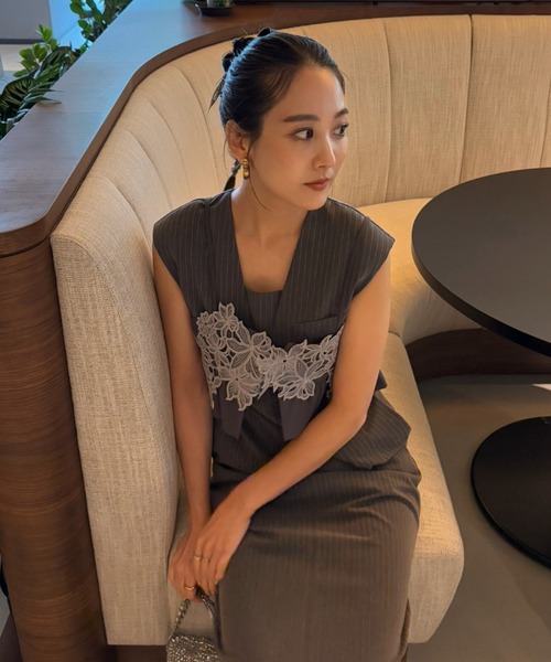 スーツ・フォーマル・ドレス ANDRESED pinstripe sleeveless bustier スーツ・フォーマル・ドレス pinstripe sleeveless bustier