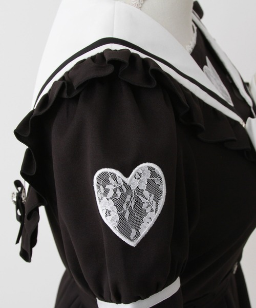【新品】Dear My Love ブラックワンピース DearMyLove ワンピース ハートチョーカーベルトレースワンピース