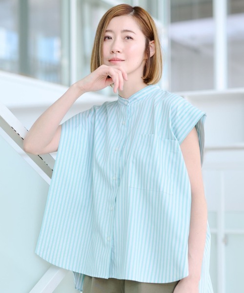 AOYAMA ブラウス シャツ 「超！接触冷感」スクエアオーバーシャツ